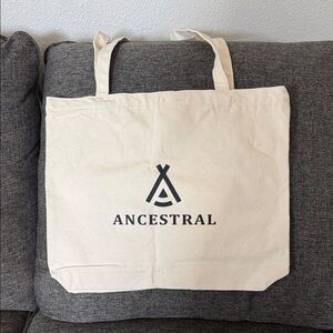 Ancestral Supplements Natural Canvas Tote Bag - Cream with Black Logo